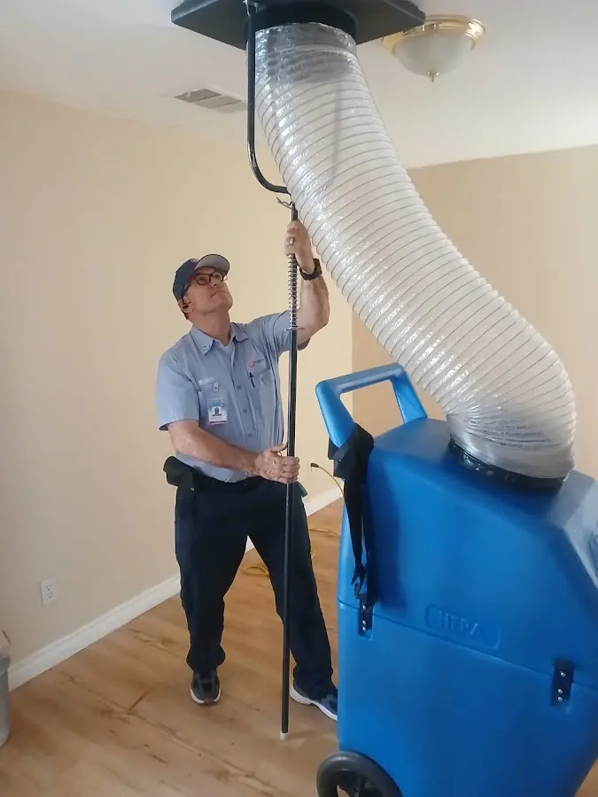 Mini Split Installation technician using HEPA equipment in Manteca
